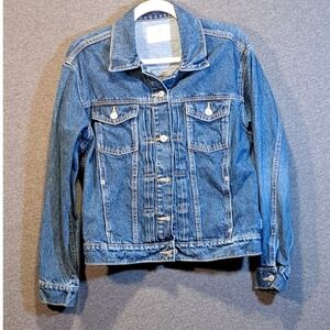 Old Navy Womens Medium Blue Denim Trucker Jacket 100% Cotton Medium Wash M